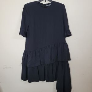 Alexander McQueen leaf crepe asymetrical mini dress NWT size 42 black